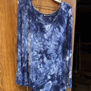 Allegra K Women's Blue Tie-Dye Top
